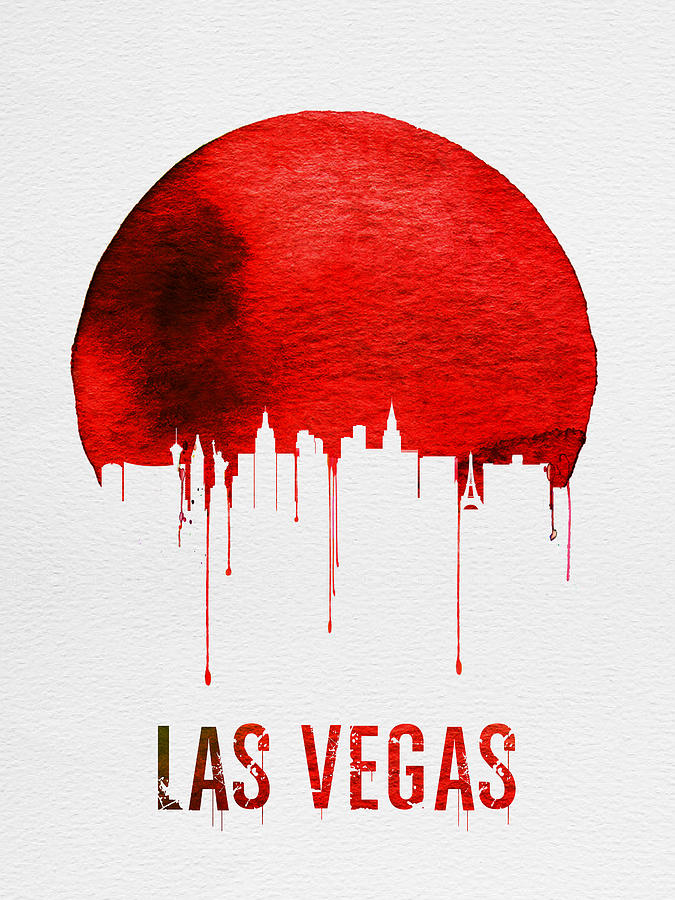 Las Vegas Painting - Las Vegas Skyline Red by Naxart Studio