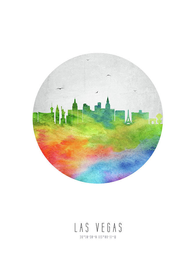 Las Vegas Digital Art - Las Vegas Skyline USNVLV20 by Aged Pixel