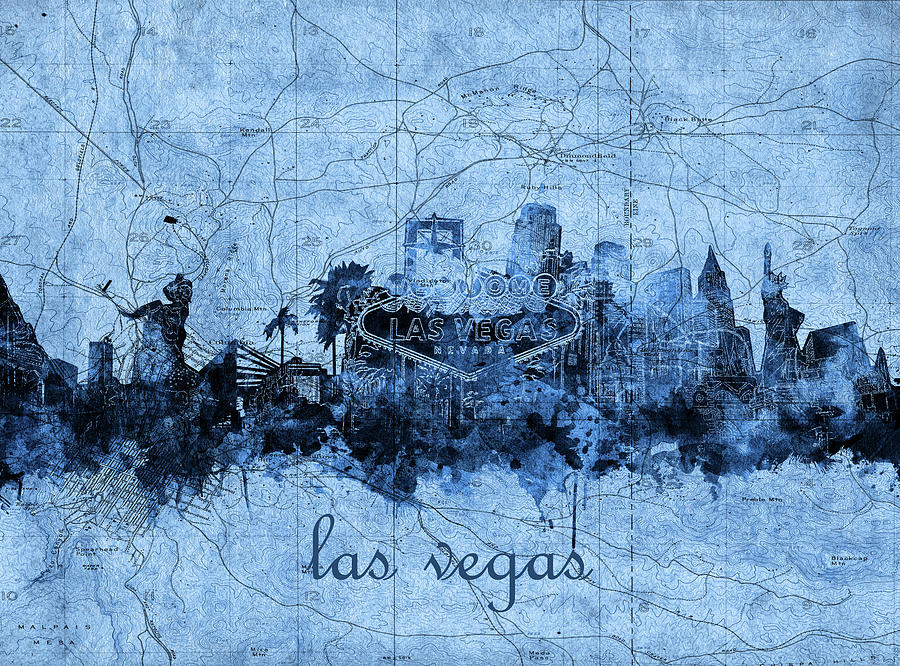 Las Vegas Skyline Vintage 2 Digital Art by Bekim M