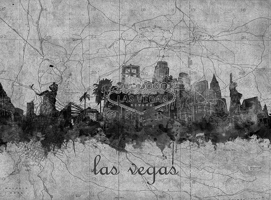 Las Vegas Skyline Vintage 5 Digital Art by Bekim M