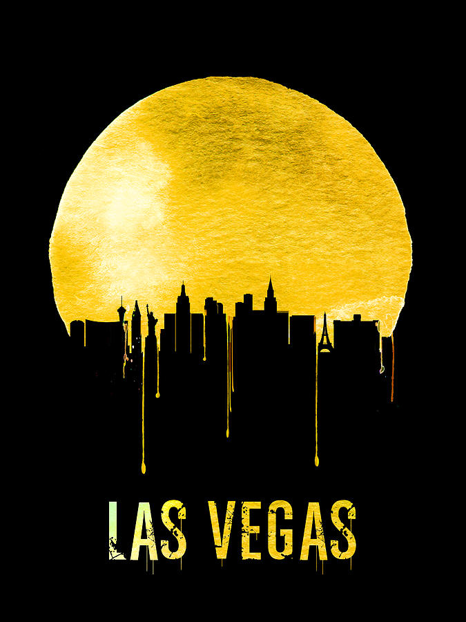 Las Vegas Painting - Las Vegas Skyline Yellow by Naxart Studio