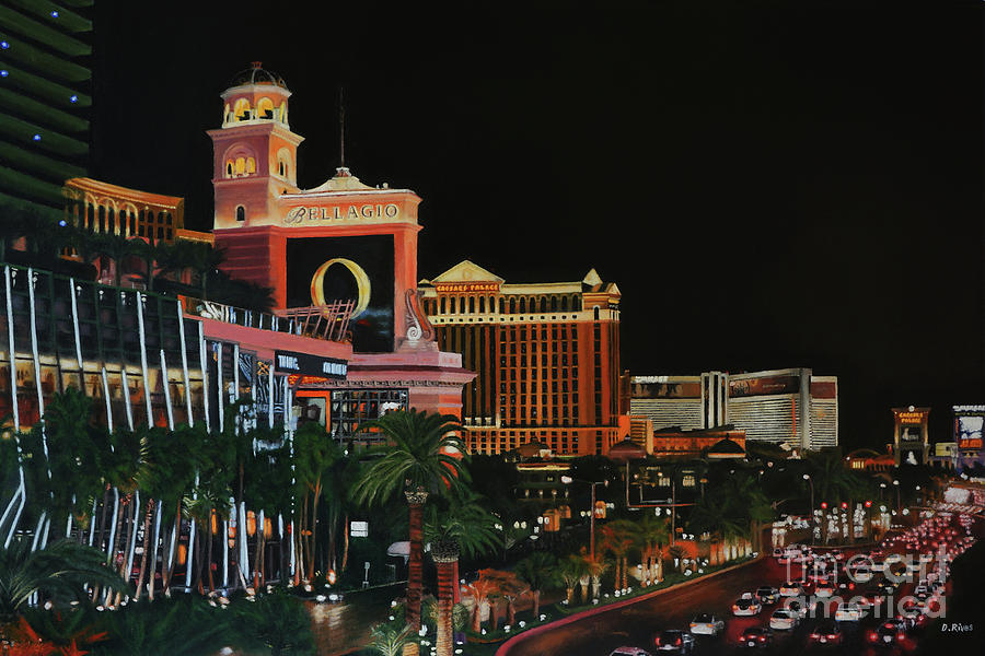 Las Vegas Painting - Las Vegas Strip Oil On Canvas Painting by David Rives