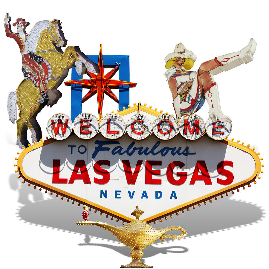 Las Vegas Symbolic Sign on White Mixed Media by Gravityx9 Designs