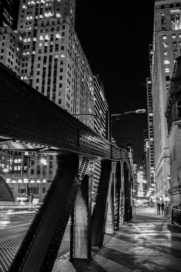 LaSalle Street Bridge night scene Photograph by Sven Brogren
