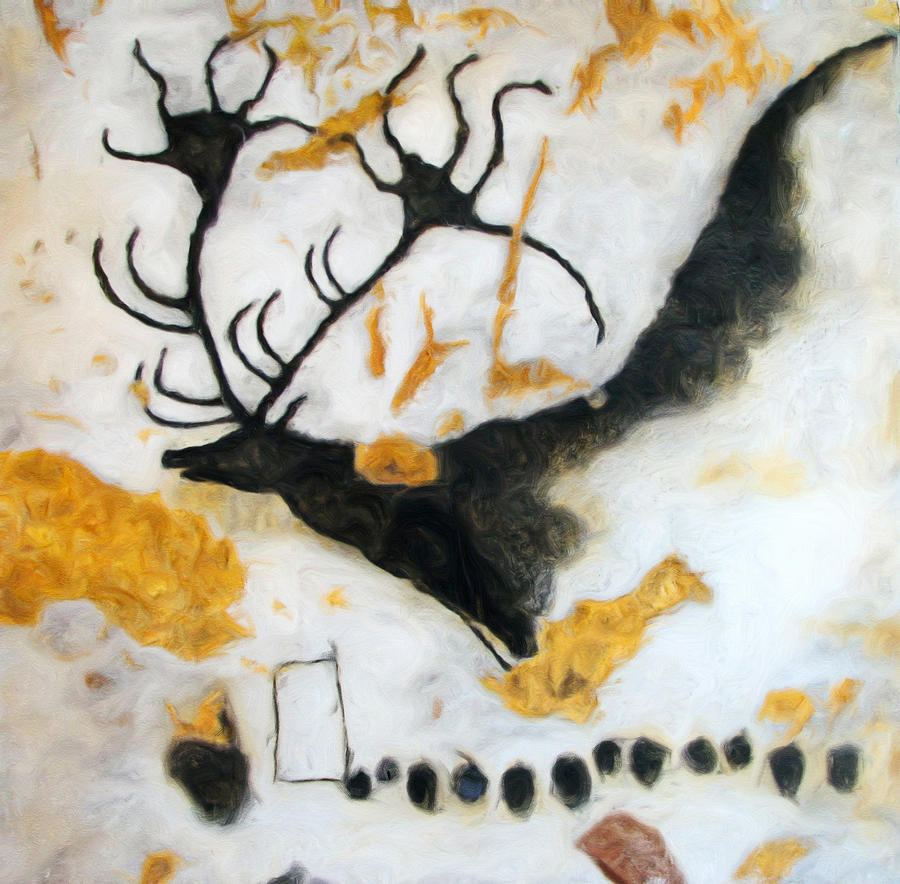 Prehistoric Digital Art - Lascaux Megaceros Deer by Weston Westmoreland