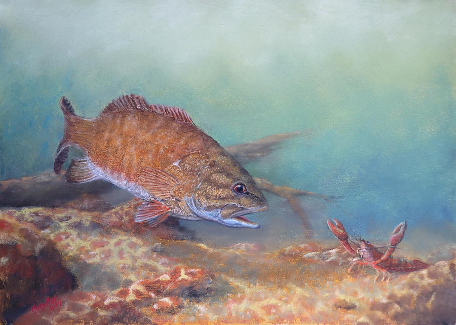 Smallmouth Bass Pastel - Last Act of Defiance by Marcus Moller