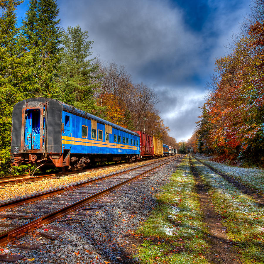Train Photograph - Last Bit of Autumn on the Tracks by David Patterson