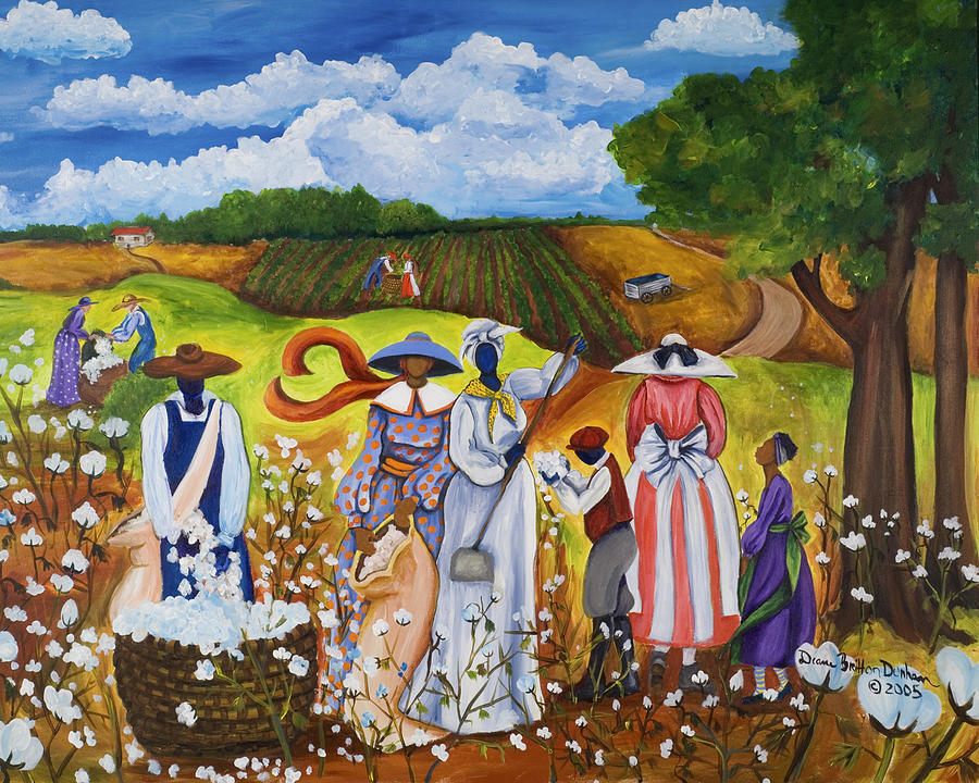 Gullah Painting - Last Cotton Field by Diane Britton Dunham