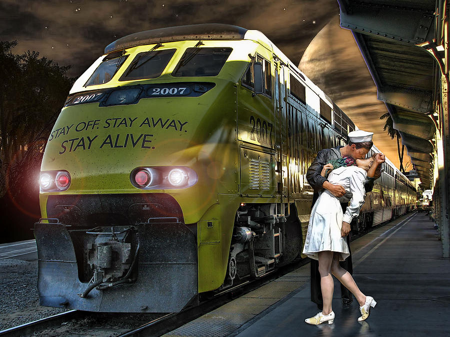 Train Photograph - Last Hug Last Kiss .... by Bob Kramer