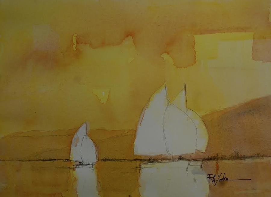 Sailing Painting - Last Light Drift by Robert Yonke