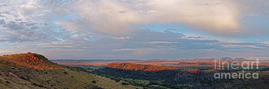 Last Light on Fort Davis and Surrounding Chihuahua Desert Landcape - Davis Mountains State Park  Photograph by Silvio Ligutti