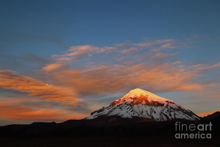 Last Light on Sajama Volcano Bolivia Photograph by James Brunker