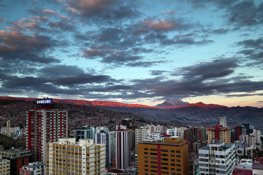 Last Light Over La Paz Bolivia Photograph by James Brunker