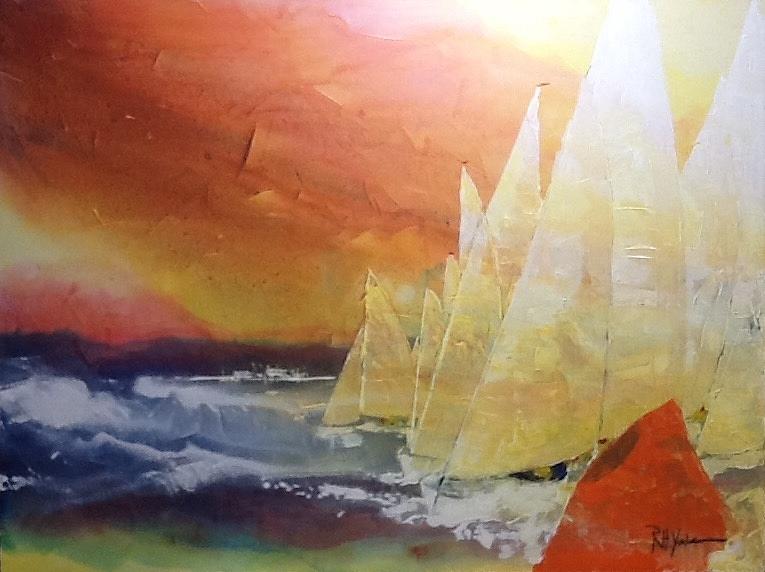 Sailboats Painting - Last Mark by Robert Yonke