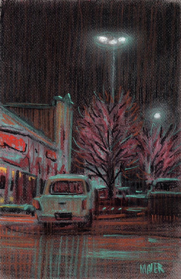 Nocturne Drawing - Last Minute Shopping by Donald Maier