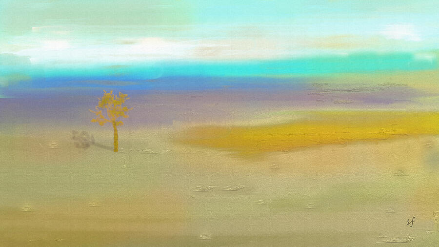 Lone tree in Abstract Landscape-Last One Standing Digital Art by Shelli Fitzpatrick
