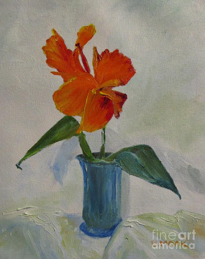 Lily Painting - Last Orange Canna of the Season by Barbara Moak