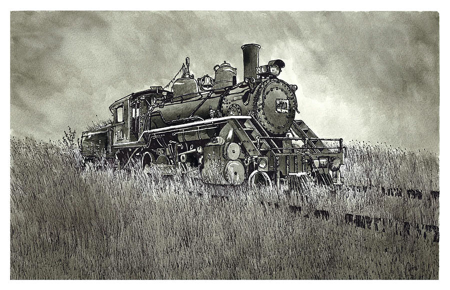 Steam Train Drawing - Last Stop by Jonathan Baldock