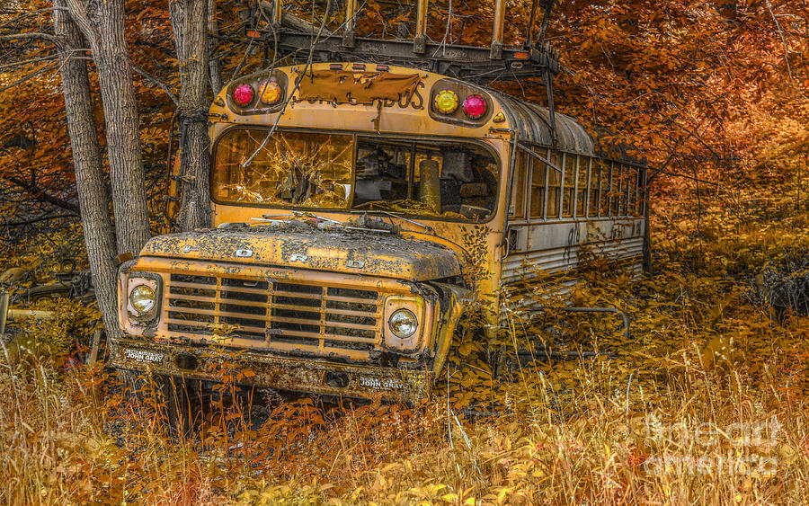 Last Stop School Bus Digital Art by Randy Steele
