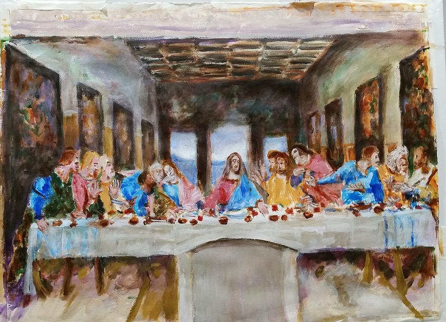 Last supper. Leonardo Da Vinci. Sketch Painting by Bachmors Artist