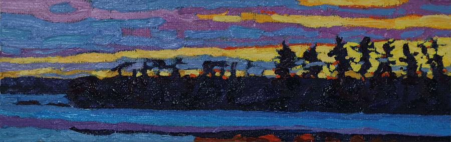 Last Winter Sunset Painting by Phil Chadwick