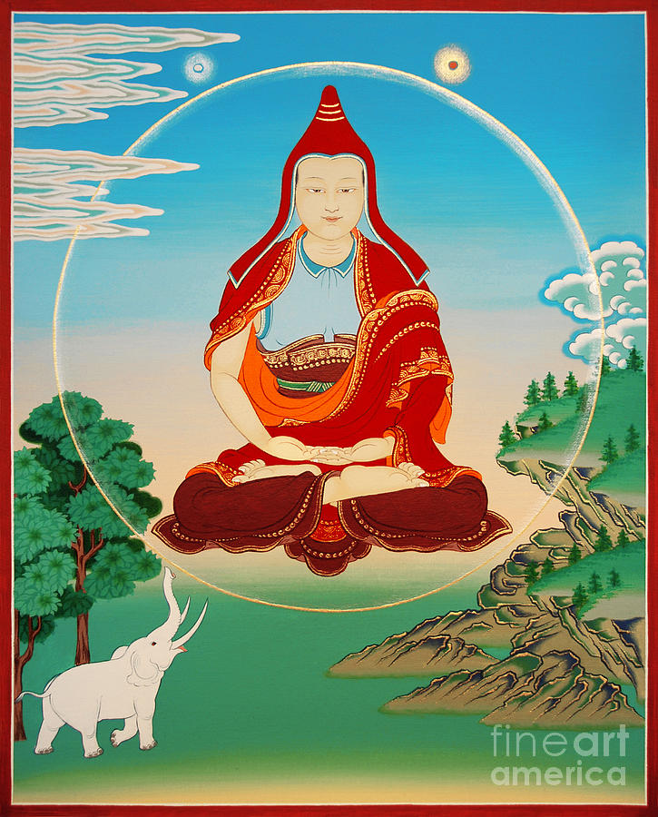 Buddha Painting - Lasum Gyalwa Cangcup Gyalwa Jangchub by Sergey Noskov