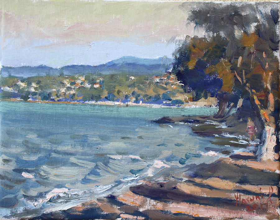 Late Afternoon at Dilesi Beach Athens Painting by Ylli Haruni - Pixels