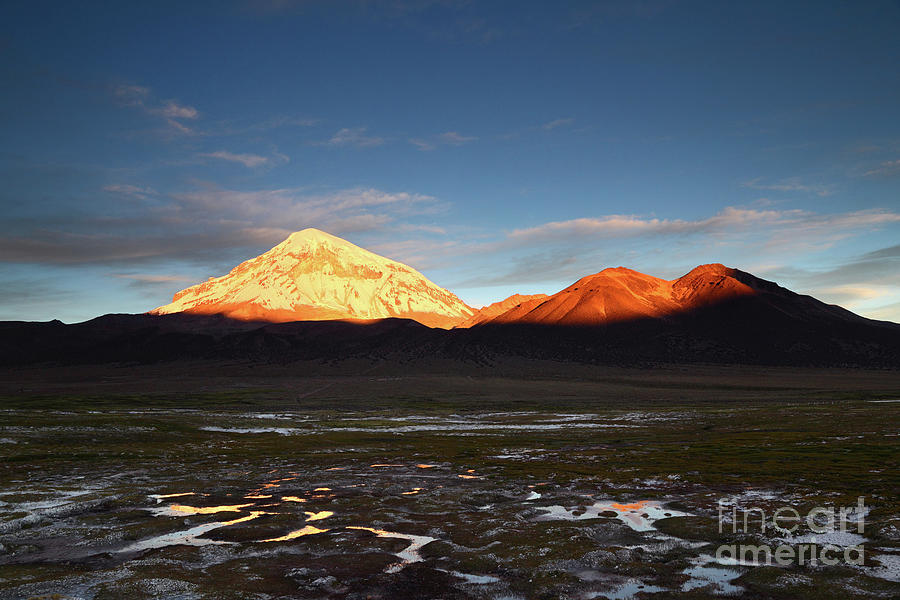 Late afternoon at Sajama Volcano Bolivia Photograph by James Brunker