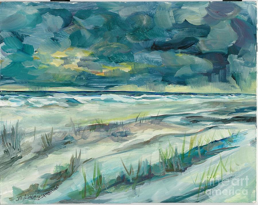 Beach Painting - Late Evening Storm in Destin by Linda Vespasian