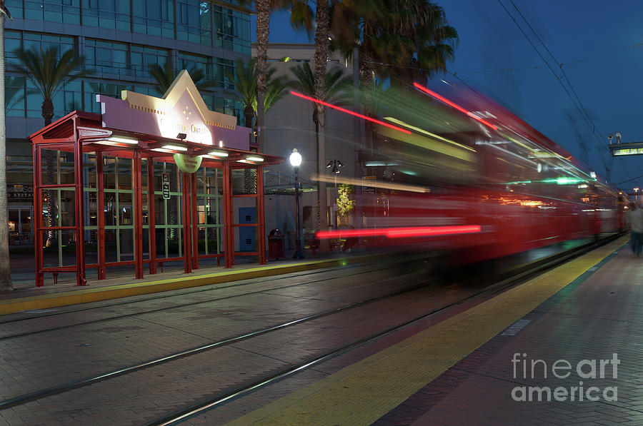 San Diego Photograph - Late For The Trolley by Eddie Yerkish