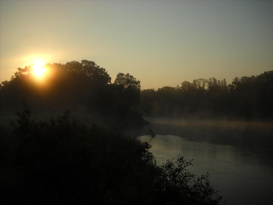 Late July Sunrise by Foggy River Photograph by Kent Lorentzen