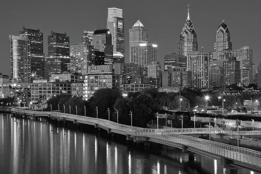 Late Night Philly Grayscale Photograph by Frozen in Time Fine Art Photography