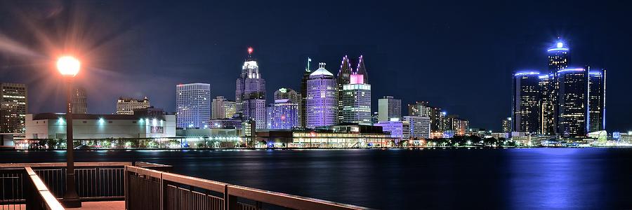 Late Night view of Detroit Photograph by Frozen in Time Fine Art Photography