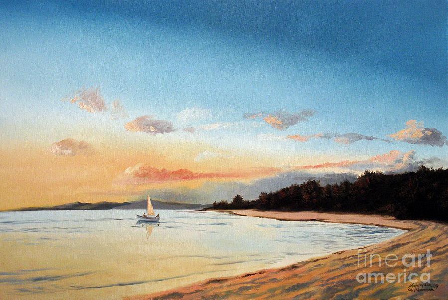 Late Sunset along the Beach Painting by Christopher Shellhammer