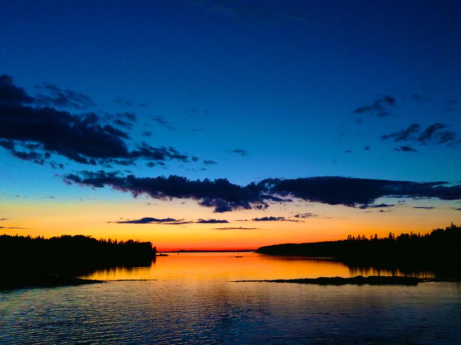 Later Sunset from Deer Isle Photograph by Polly Castor
