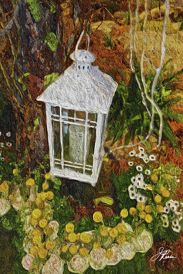 Latern with Flowers Painting by Joan Reese