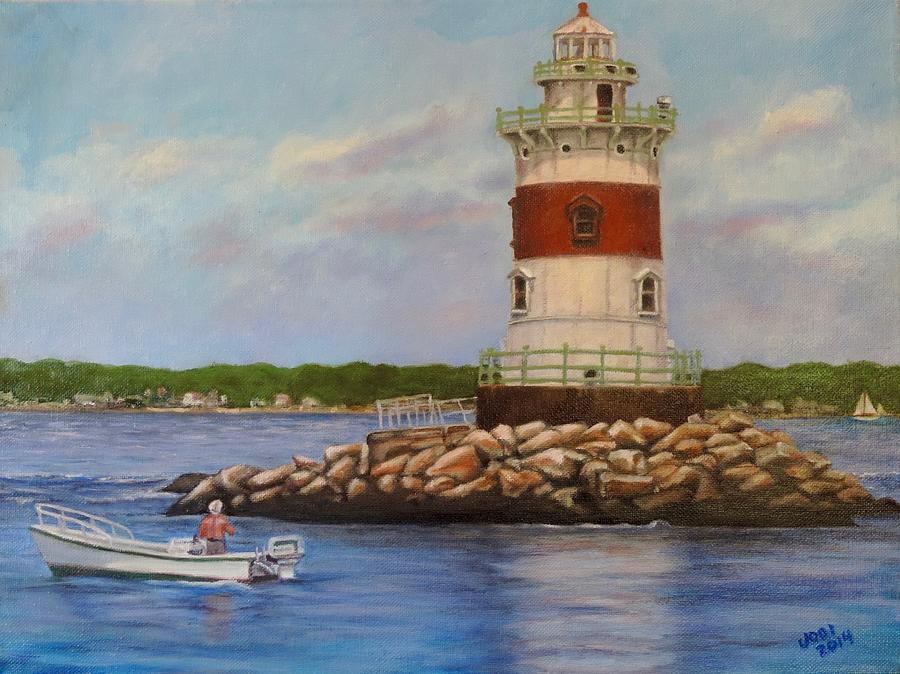 Latimer Point Lighthouse Painting by Jodi Higgins