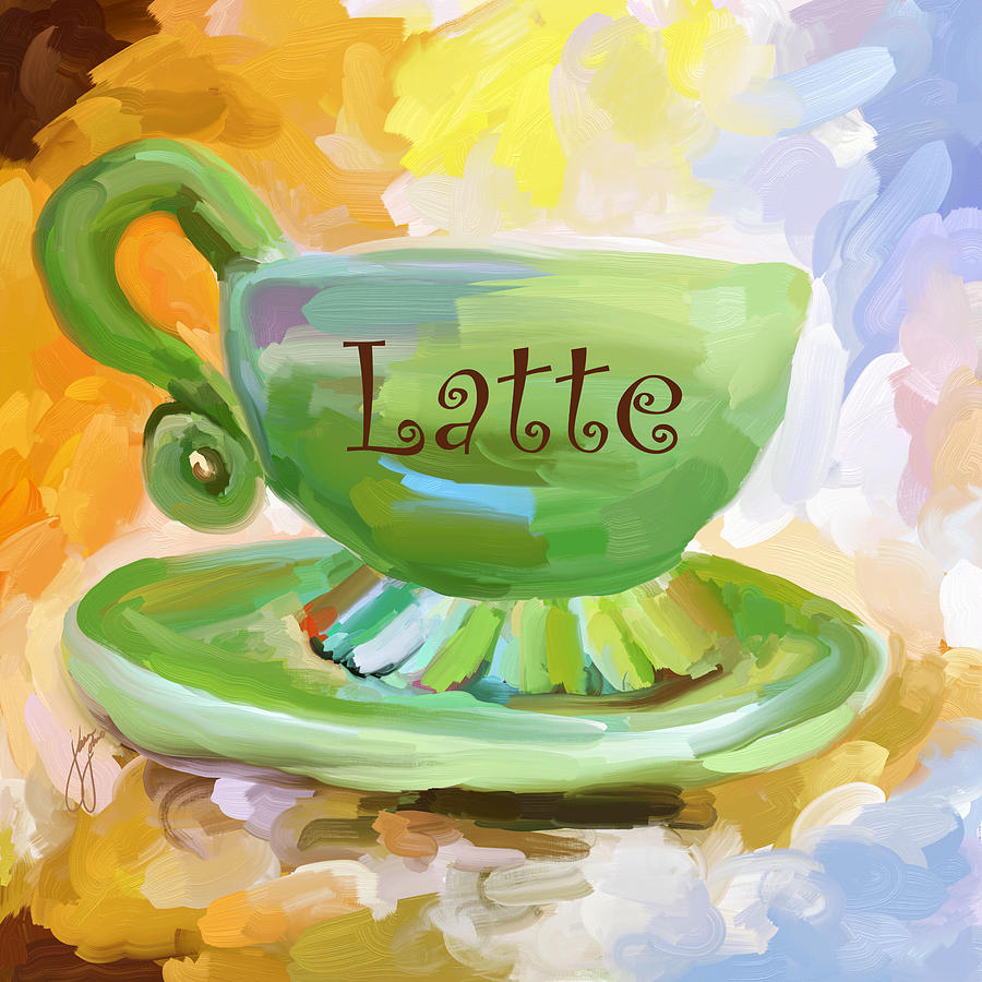 Latte Coffee Cup Painting by Jai Johnson