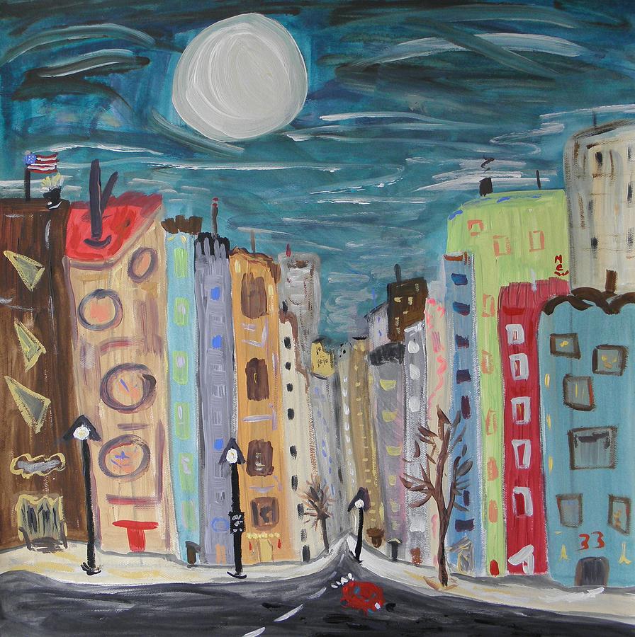 Latte Moon and Turquoise Sky Painting by Mary Carol Williams