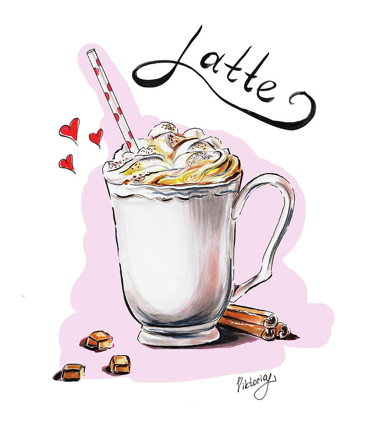 Latte Drawing by Viktoryia Lavtsevich Pixels