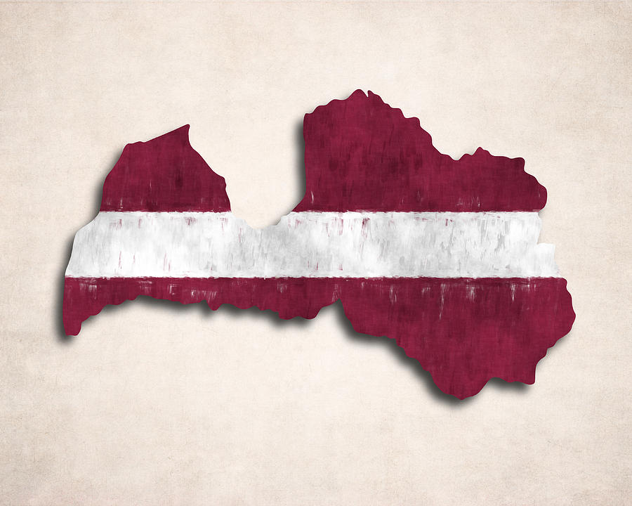 Latvia Digital Art - Latvia map art with flag design by World Art Prints And Designs