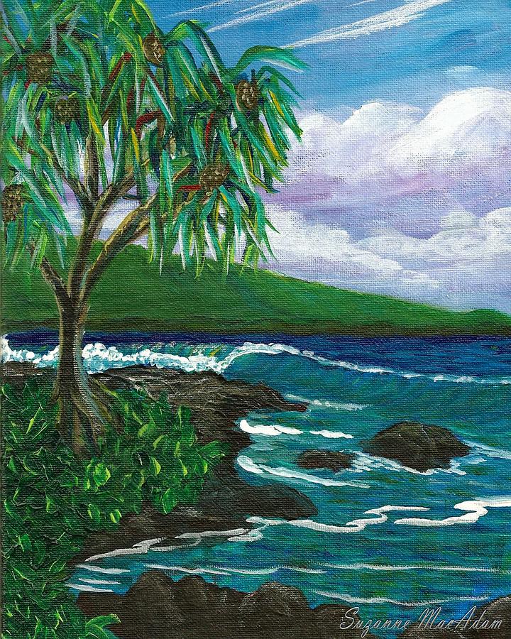 Beach Painting - Lau Halas in Hilo by Suzanne D MacAdam
