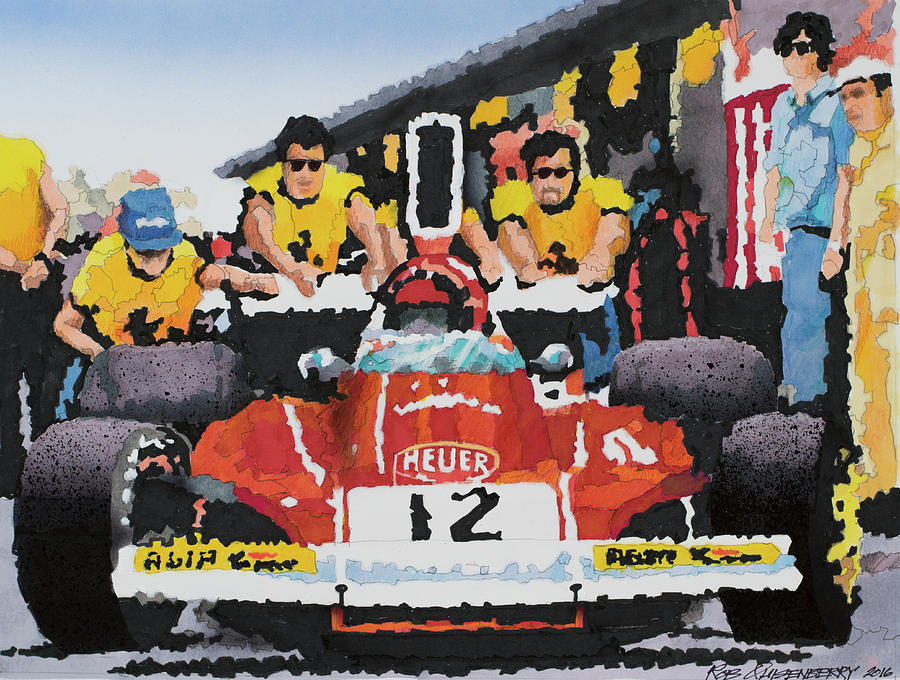 Ferrari Drawing - Lauda in Argentina by Robert Quisenberry