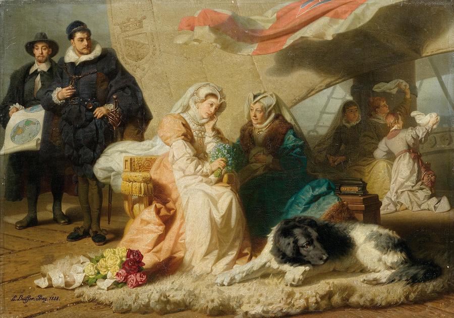 LAUFFER  EMIL JOHANN Hof bei Mahren 1837 - 1909 Prague The princess bride. 1888. Painting by Celestial Images