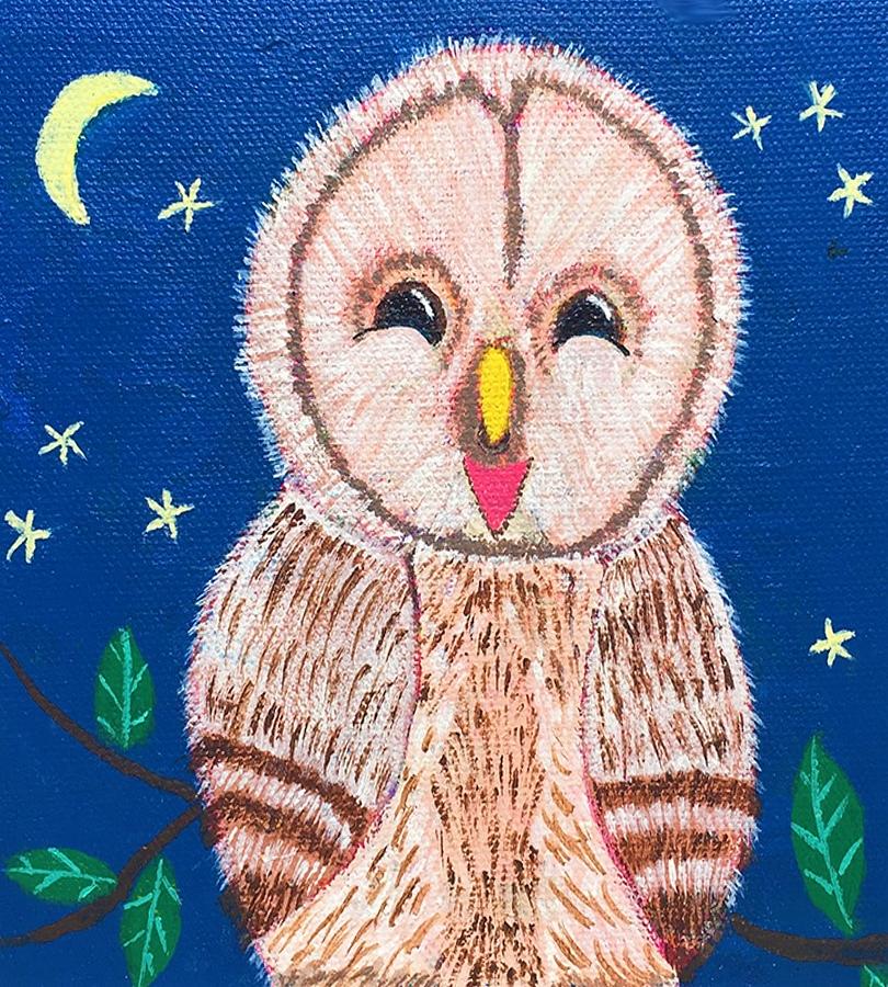 Laughing Owl Painting by Sue Gurland