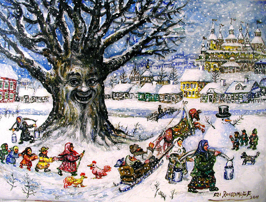 Laughing Tree In The Snow Painting by Ari Roussimoff
