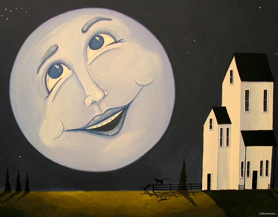 Laughing With The Moon Man Painting by Debbie Criswell