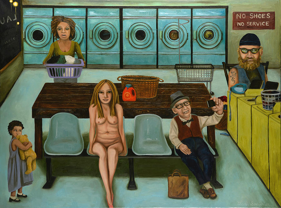 Nude Painting - Laundry Day 7 by Leah Saulnier The Painting Maniac