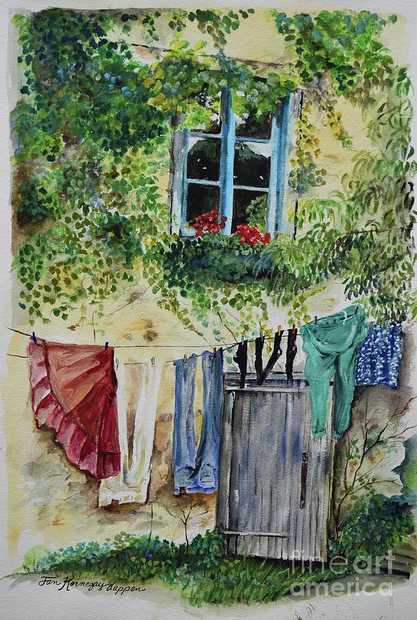 Laundry Day in France Painting by Jan Dappen