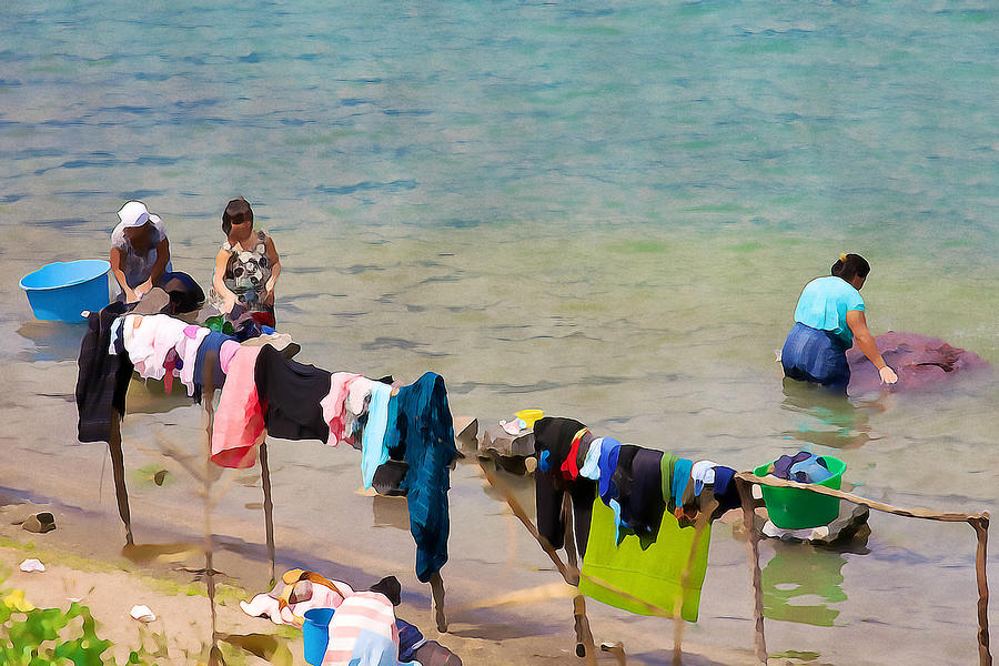 Laundry day in Guatemala 2 - Digital Paint Digital Art by Tatiana Travelways